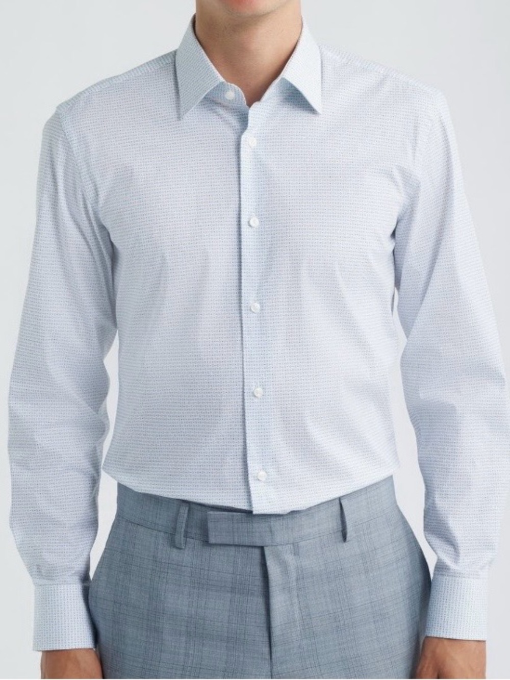 BOSS Slim Fit Stretch Hank Dress Shirt Men’s Size 16.5 L 42 White Pastel Blue
